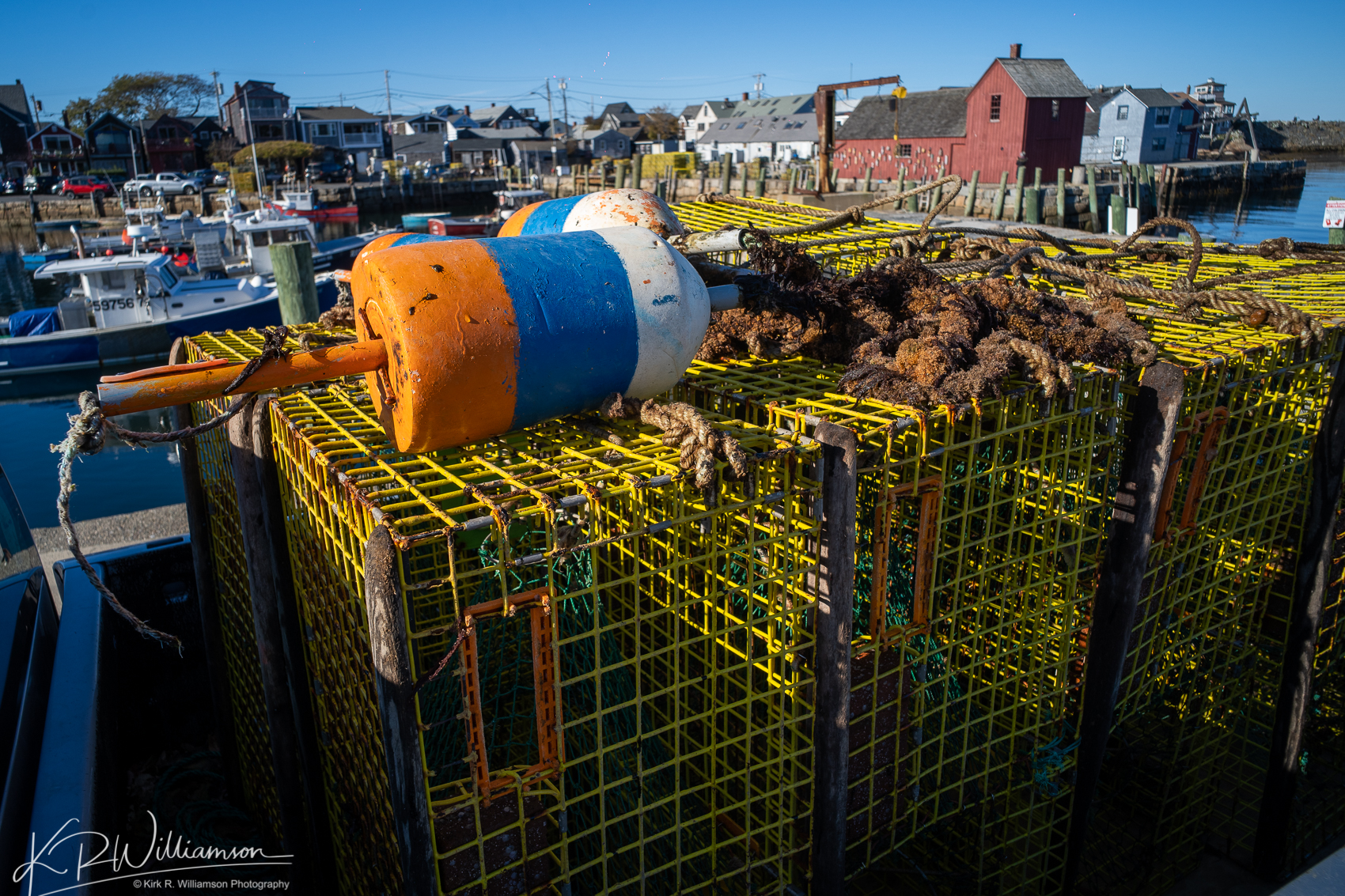 Lobster buoy, traps and motif